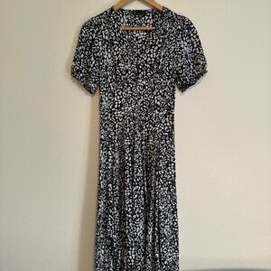 Carre Noir Animal Print V-Neck Maxi Dress Size Medium